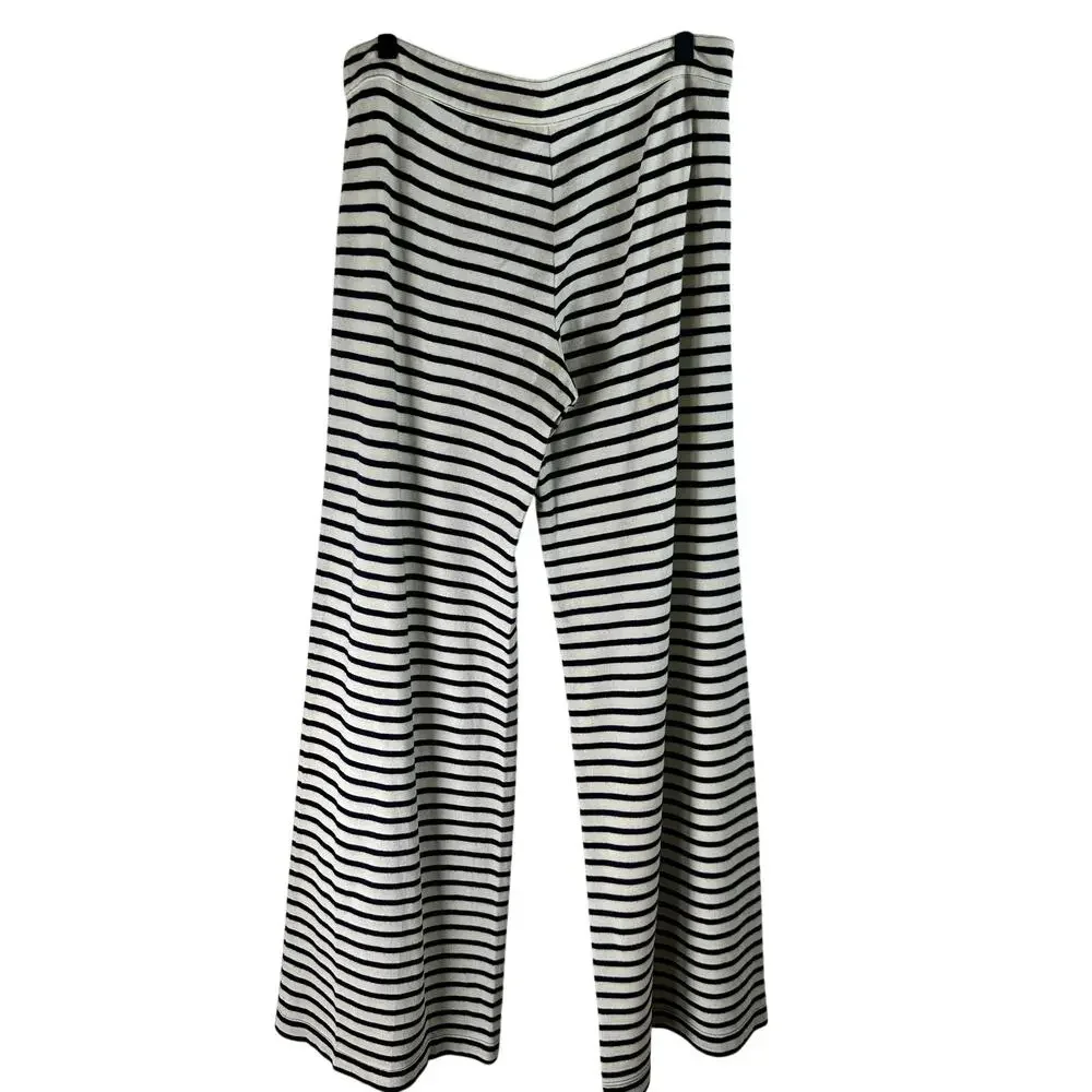 Tory Burch Navy White Striped Cotton Suit Wide Leg Pants Blazer Small Women’s